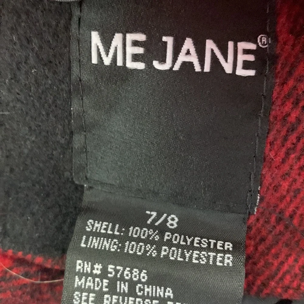 Me Jane Girls Red Black Plaid Double Breasted Coat Size 7/8 - Picture 5 of 5